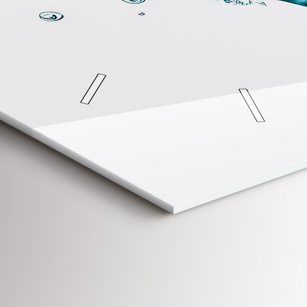 Glass wall clock rectangular Water map of the world