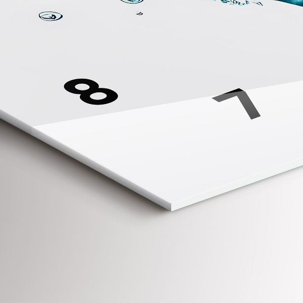 Glass wall clock rectangular Water map of the world