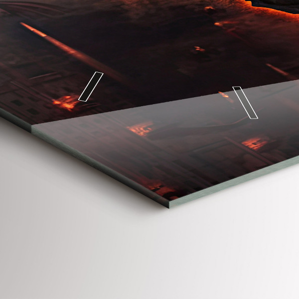 Glass wall clock rectangular World map