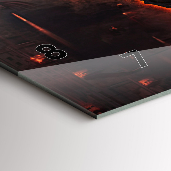 Glass wall clock rectangular World map