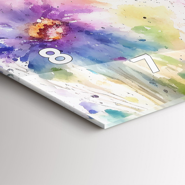 Glass wall clock rectangular Painted flowers