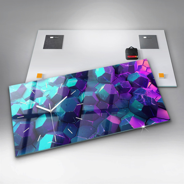 Glass wall clock rectangular Geometric figures