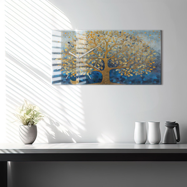 Glass wall clock rectangular Abstract tree