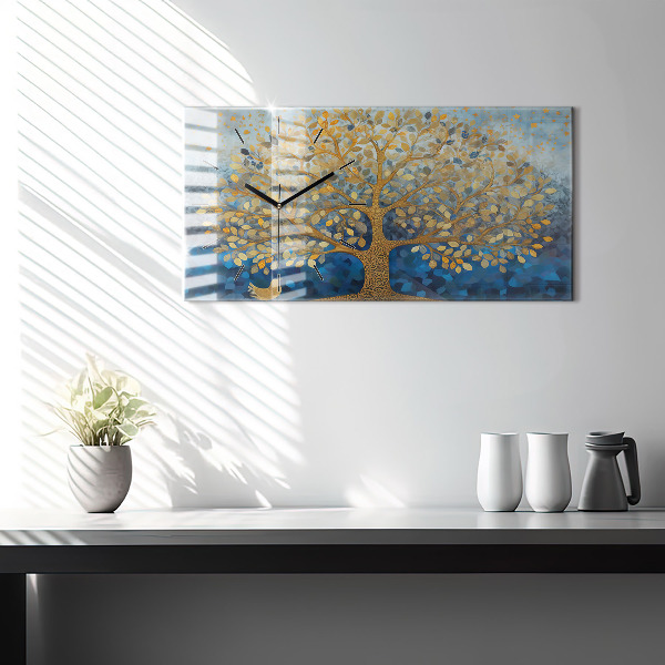 Glass wall clock rectangular Abstract tree