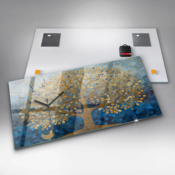 Glass wall clock rectangular Abstract tree