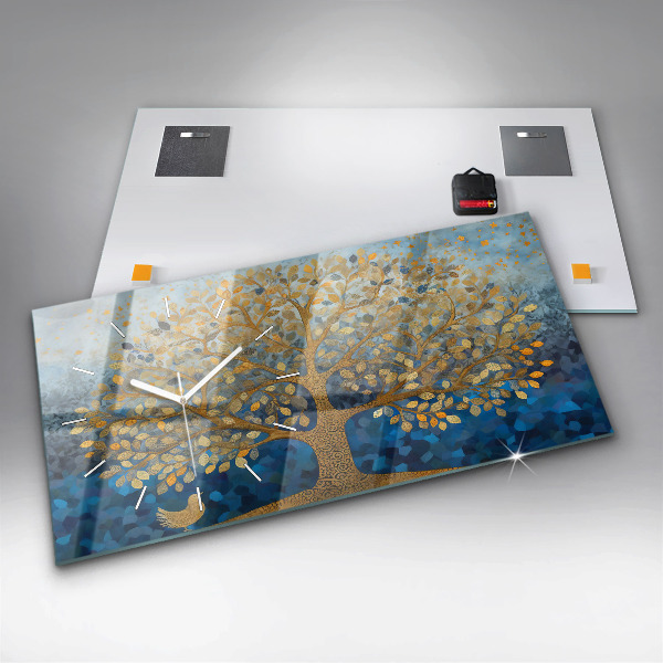 Glass wall clock rectangular Abstract tree