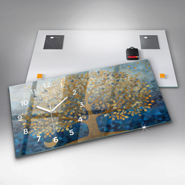 Glass wall clock rectangular Abstract tree