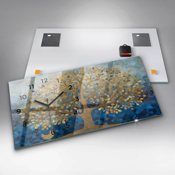 Glass wall clock rectangular Abstract tree