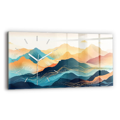 Glass wall clock rectangular Mountain landscape