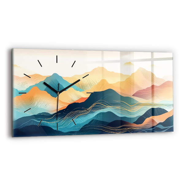 Glass wall clock rectangular Mountain landscape