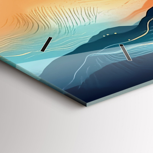 Glass wall clock rectangular Mountain landscape