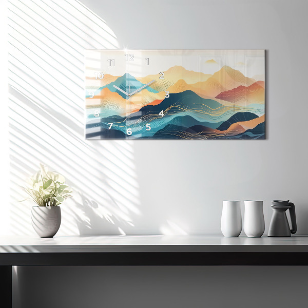 Glass wall clock rectangular Mountain landscape