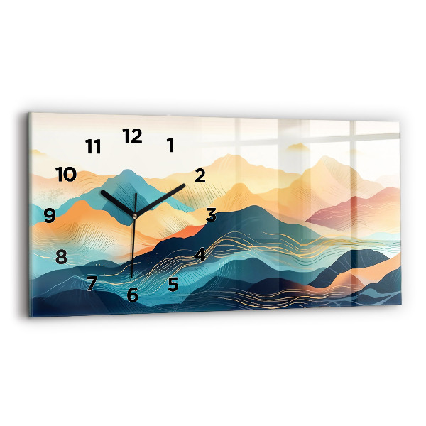 Glass wall clock rectangular Mountain landscape