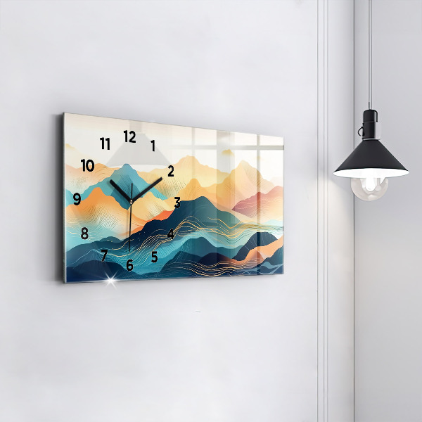 Glass wall clock rectangular Mountain landscape