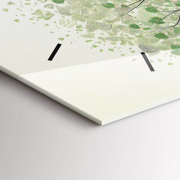 Glass wall clock rectangular Big tree nature
