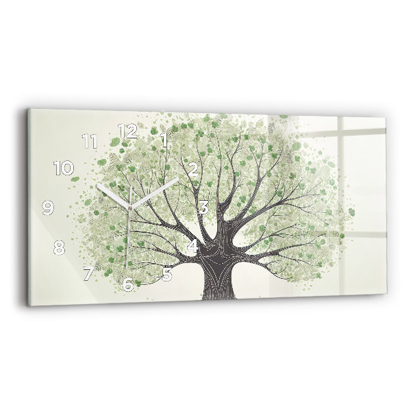 Glass wall clock rectangular Big tree nature