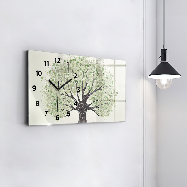 Glass wall clock rectangular Big tree nature