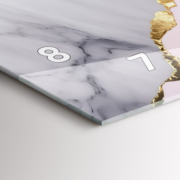 Glass wall clock rectangular Marble pattern