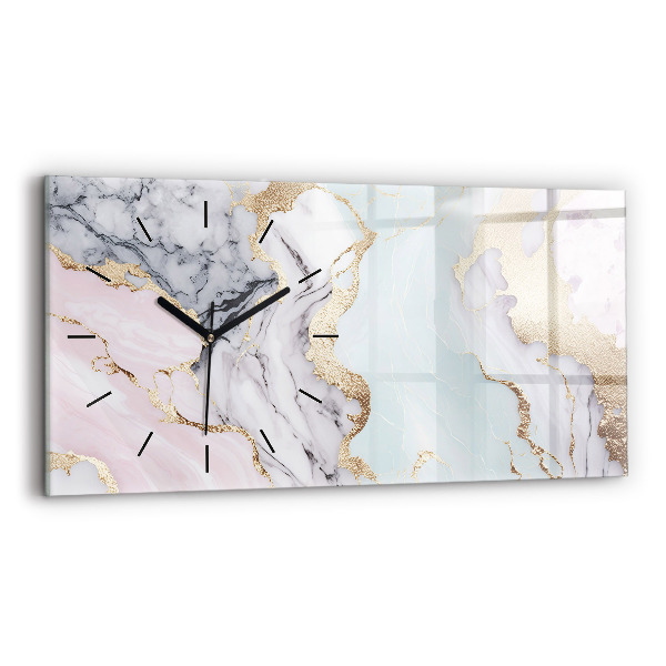 Glass wall clock rectangular Marble