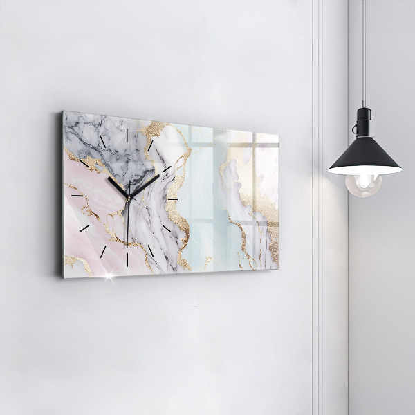 Glass wall clock rectangular Marble