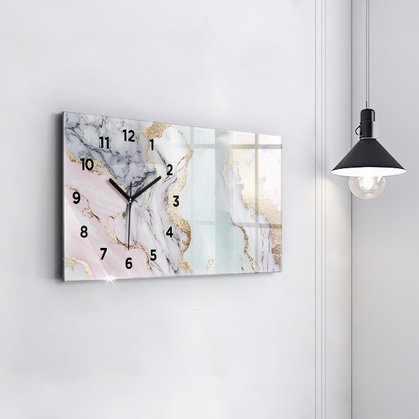 Glass wall clock rectangular Marble