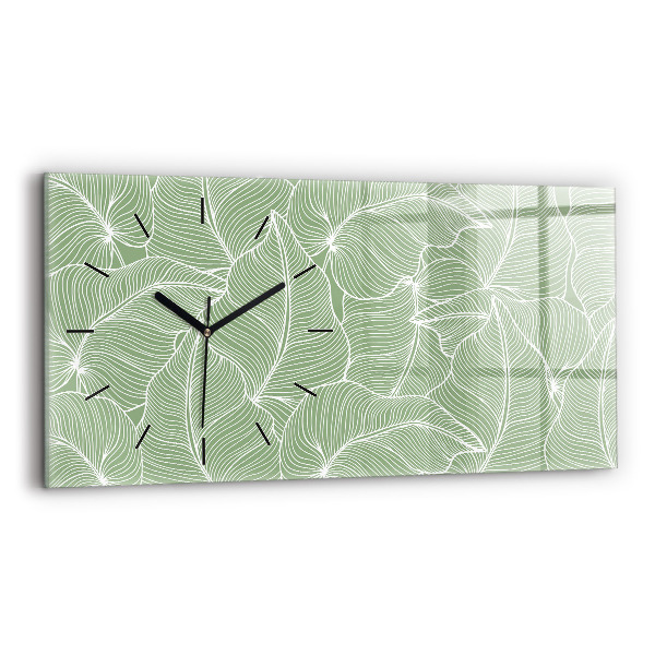 Glass wall clock rectangular Leaves nature pattern