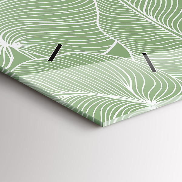 Glass wall clock rectangular Leaves nature pattern