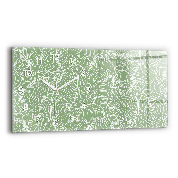 Glass wall clock rectangular Leaves nature pattern