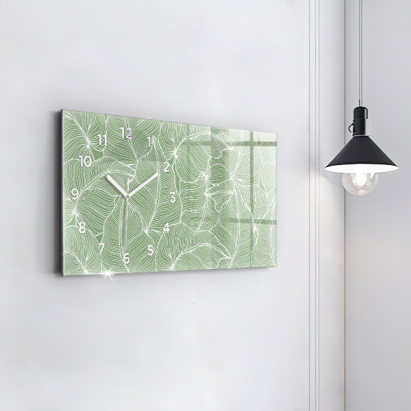 Glass wall clock rectangular Leaves nature pattern