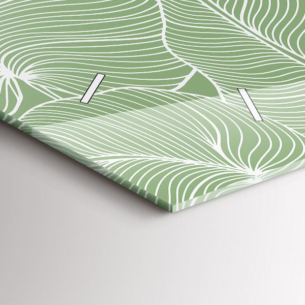 Glass wall clock rectangular Leaves nature pattern