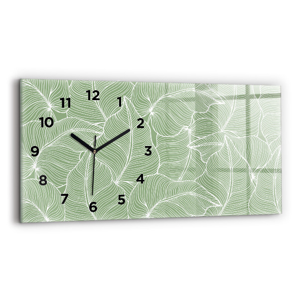 Glass wall clock rectangular Leaves nature pattern