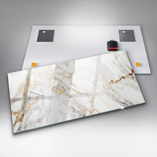 Glass wall clock rectangular Decorative marble