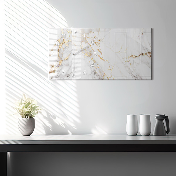 Glass wall clock rectangular Decorative marble