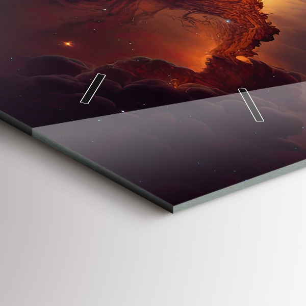 Glass wall clock rectangular The cosmic world of stars