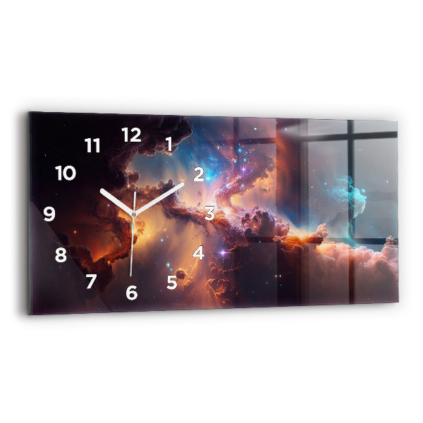 Glass wall clock rectangular The cosmic world of stars
