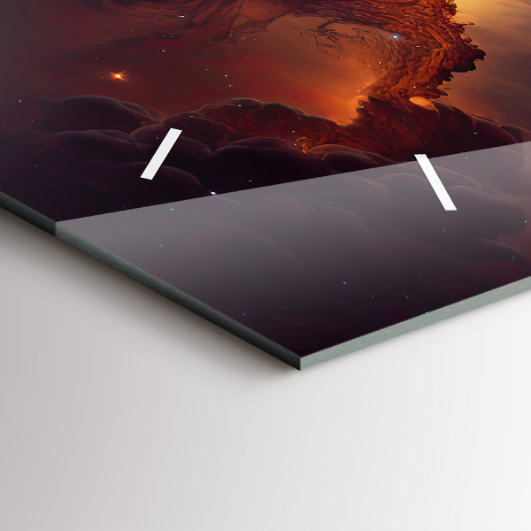 Glass wall clock rectangular The cosmic world of stars