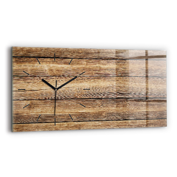 Glass wall clock rectangular Wooden boards
