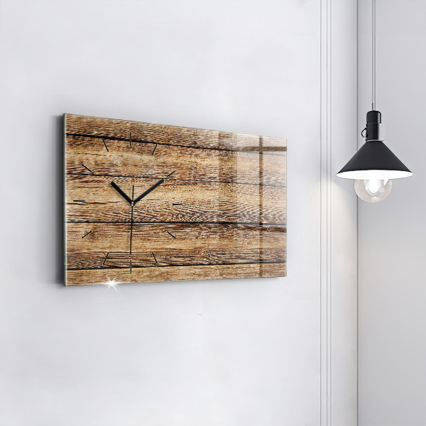 Glass wall clock rectangular Wooden boards