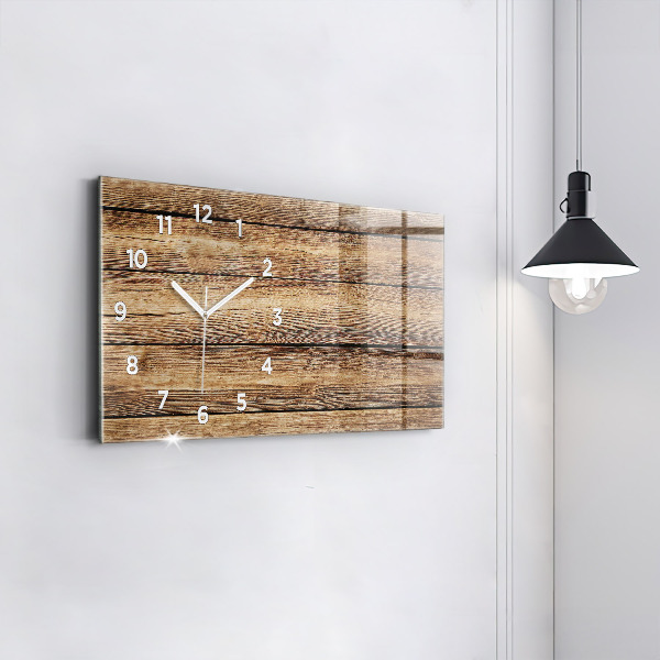 Glass wall clock rectangular Wooden boards