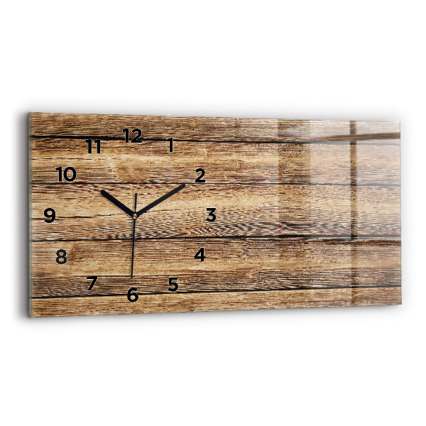 Glass wall clock rectangular Wooden boards