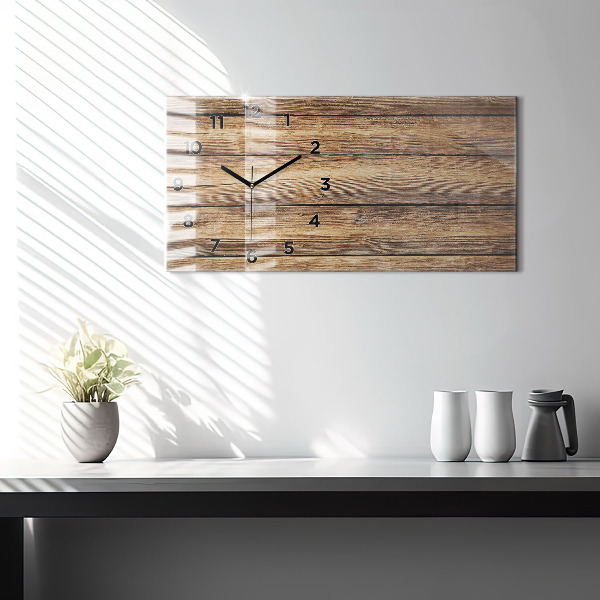 Glass wall clock rectangular Wooden boards