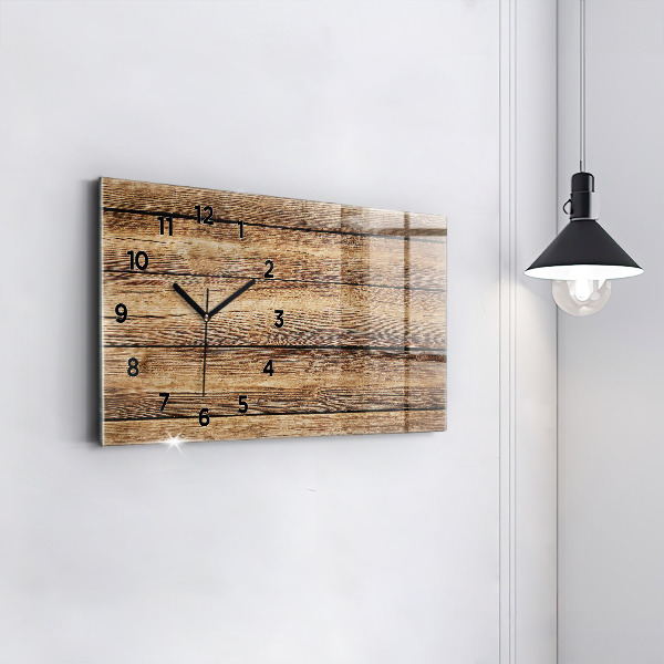 Glass wall clock rectangular Wooden boards