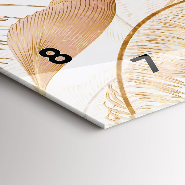 Glass wall clock rectangular Nature leaf pattern