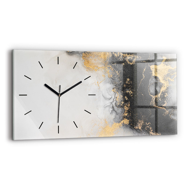 Glass wall clock rectangular Marble art