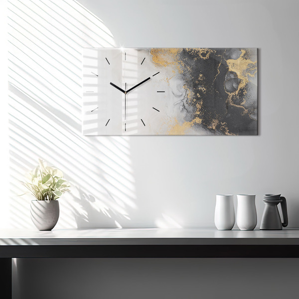 Glass wall clock rectangular Marble art