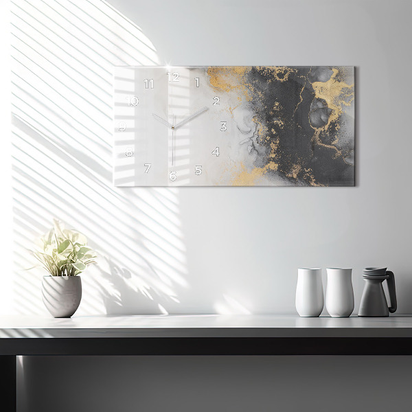 Glass wall clock rectangular Marble art