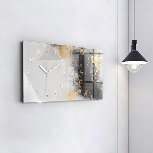 Glass wall clock rectangular Marble art