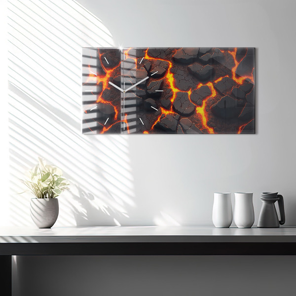 Glass wall clock rectangular Lava volcano