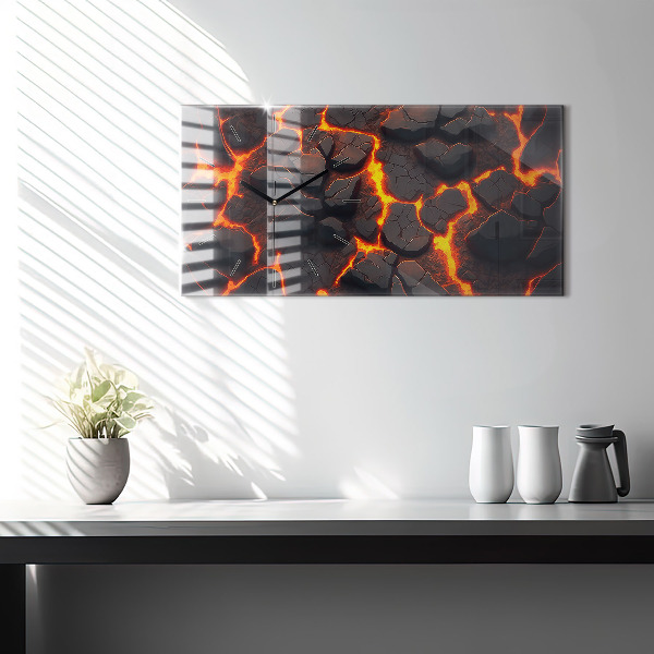 Glass wall clock rectangular Lava volcano