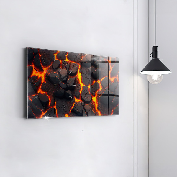 Glass wall clock rectangular Lava volcano